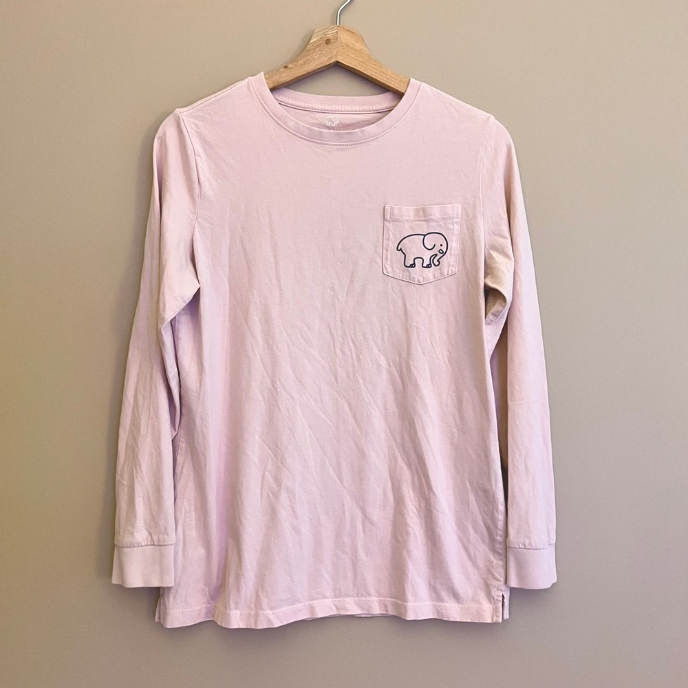 Ivory Ella Chicago Skyline Graphic Pocket Tee Pink Long Sleeve Shirt Small